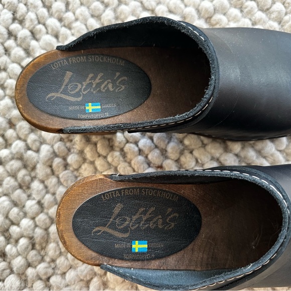 Lotta From Stockholm Black Leather Clogs - Picture 3 of 4